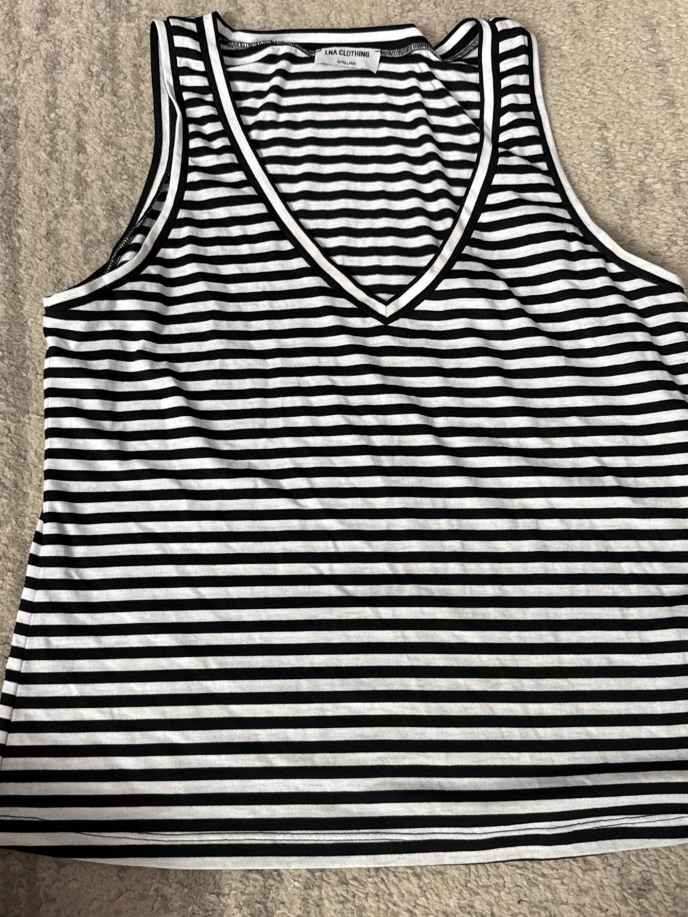 LNA Clothing Women’s Black & White Striped V-Neck Tank